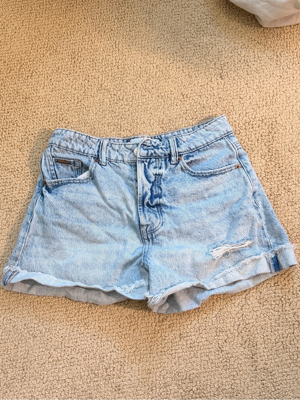 stradivarius Light Blue Washed Denim Shorts